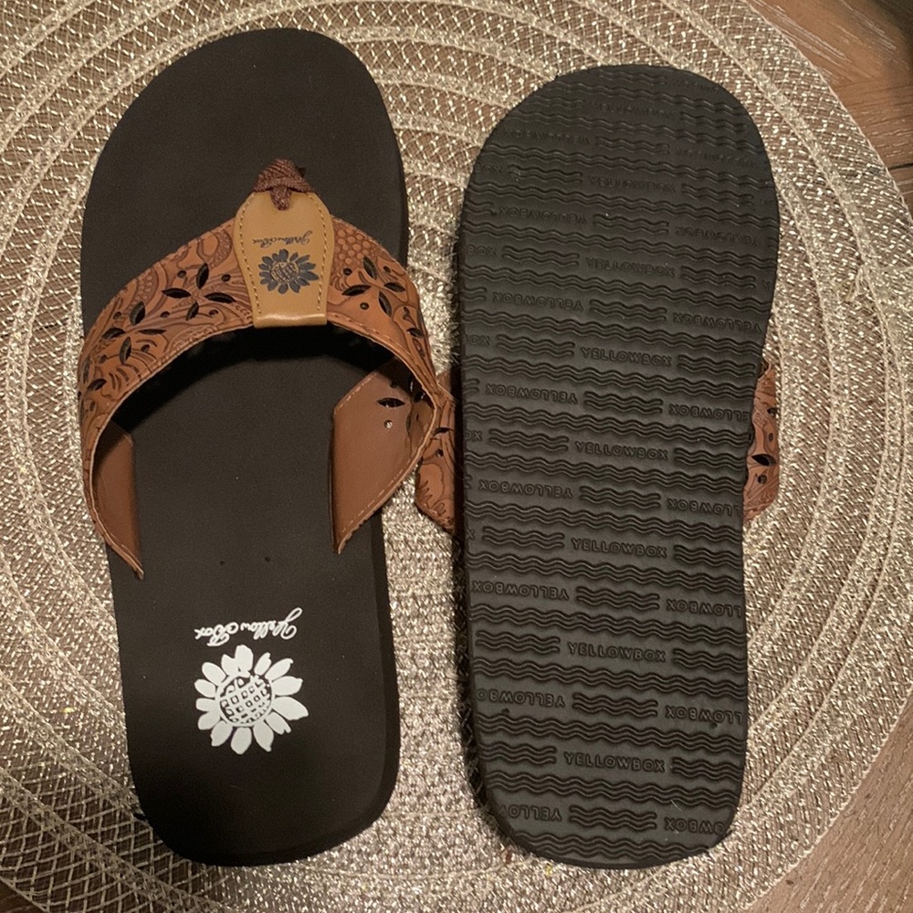 Yellow Box flip flops
